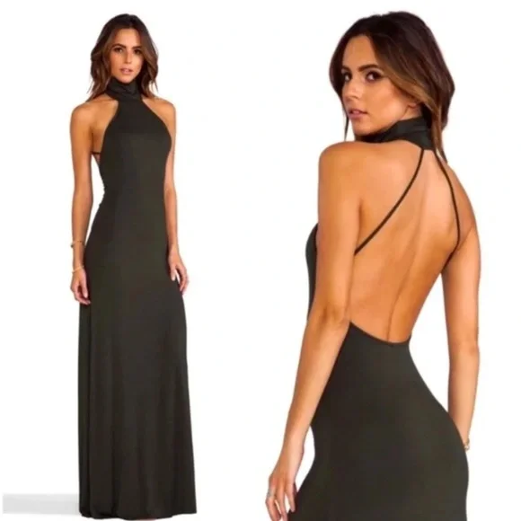 Rachel Pally Black Jersey High Neck Halter Maxi Dress Medium Like New - Picture 1 of 8